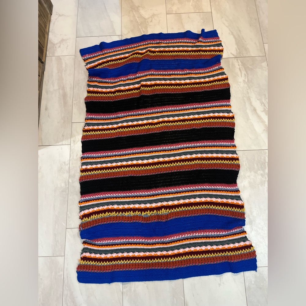 Multicolor Striped Knit Throw Blanket